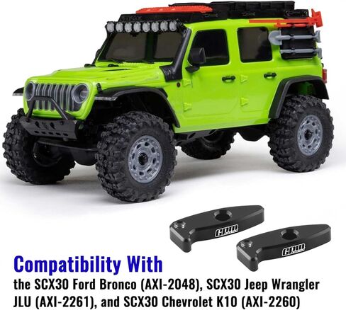 GPM شفرات مرنة عالية المفصل والتخليص 7075-T6 طقم تمديد من سبائك الألومنيوم Droop Flex Mod لـ 1/30 RC Crawler Axial SCX30، Ford Bronco، Jeep Wrangler JLU، شيفروليه K10 ترقية (أسود) in Kuwait