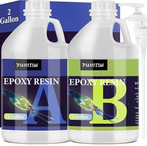 Epoxy Resin 2 Gallon - Crystal Clear Epoxy Resin Kit - Self-Leveling, High-Glossy, No Yellowing, No Bubbles Casting Resin Perfect for Crafts, Table Tops, DIY 1:1 Ratio in Kuwait