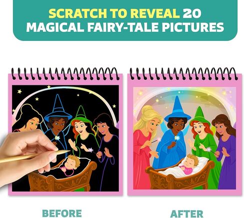 Clever Fox Play Scratch Craft for Kids – 30 Magical Fairy Tales Scratch-Off Pictures & 130+ Stickers – Craft Kits, DIY Supplies – Arts & Crafts Gifts for Boys & Girls Ages 3, 4, 5, 6, 7, 8 in Kuwait