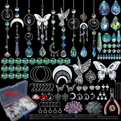 DIY Suncatcher Making Kit – 400-Piece Set of Glass Prisms & Crystal, Perfect for Window Hanging, Home, Indoor, Outdoor, Garden, Christmas, Wedding, Party Decorations in Kuwait