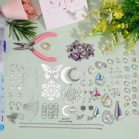 DIY Suncatcher Making Kit – 400-Piece Set of Glass Prisms & Crystal, Perfect for Window Hanging, Home, Indoor, Outdoor, Garden, Christmas, Wedding, Party Decorations in Kuwait