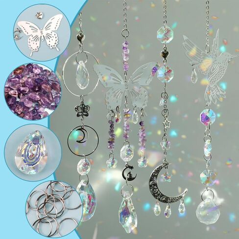 DIY Suncatcher Making Kit – 400-Piece Set of Glass Prisms & Crystal, Perfect for Window Hanging, Home, Indoor, Outdoor, Garden, Christmas, Wedding, Party Decorations in Kuwait