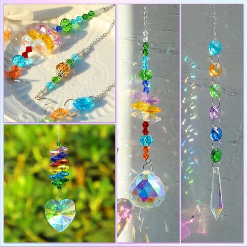460PCS DIY Sun Catcher Kit Colorful Crystal Hanging Ornaments Set Rainbow Maker Material Pack for Window Garden Decoration (460Pcs DIY Crystal Beaded Material Pack) in Saudi Arabia