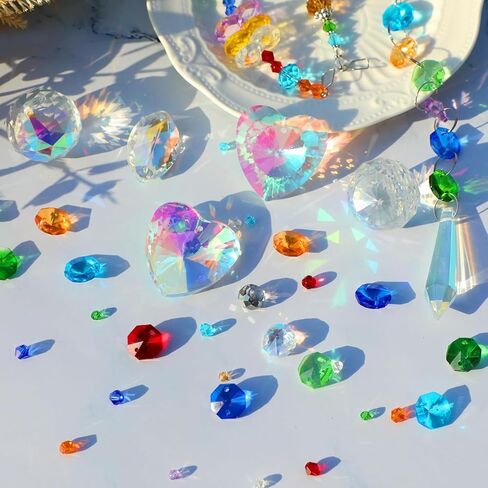 460PCS DIY Sun Catcher Kit Colorful Crystal Hanging Ornaments Set Rainbow Maker Material Pack for Window Garden Decoration (460Pcs DIY Crystal Beaded Material Pack) in Saudi Arabia