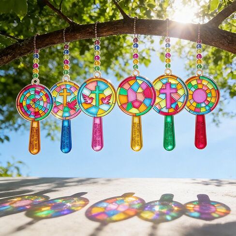 Ayhuhra 30 Sets Magnify Suncatchers Craft Kits, Magnifying Sun Catcher Stained Glass Effect DIY Window Art Craft, VBS Magnified Crafts, Magnifying Glasses & Suncatcher Supplies Stained Glass Kits in Kuwait