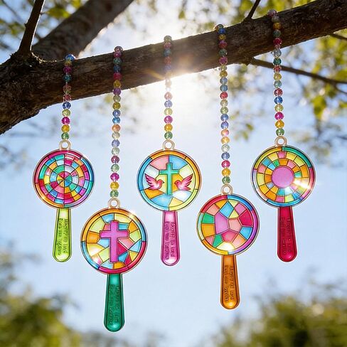 Ayhuhra 30 Sets Magnify Suncatchers Craft Kits, Magnifying Sun Catcher Stained Glass Effect DIY Window Art Craft, VBS Magnified Crafts, Magnifying Glasses & Suncatcher Supplies Stained Glass Kits in Kuwait