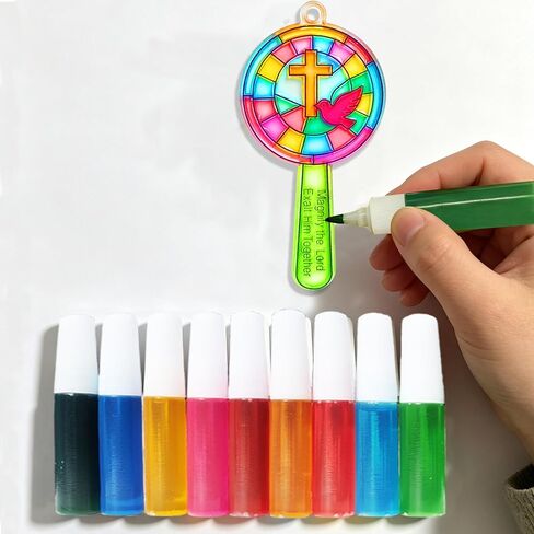 Ayhuhra 30 Sets Magnify Suncatchers Craft Kits, Magnifying Sun Catcher Stained Glass Effect DIY Window Art Craft, VBS Magnified Crafts, Magnifying Glasses & Suncatcher Supplies Stained Glass Kits in Kuwait