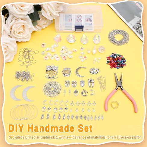 390 قطعة من أدوات التقاط أشعة الشمس DIY، مجموعة أدوات صنع أدوات التقاط الشمس الفنية والحرف اليدوية للبالغين، أداة تعليق ديكورية من أشعة الشمس مع برنامج تعليمي لنافذة ديكور المنزل في العطلات in Kuwait