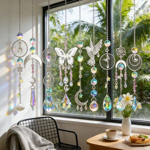 400Pcs Sun Catcher Kits for Adults, DIY Colorful Crystal Suncatcher Crafts with Hooks Chains Pendants, Rainbow Maker Prism for Window Hanging, Home Garden Wedding Party Decor Gift in Kuwait