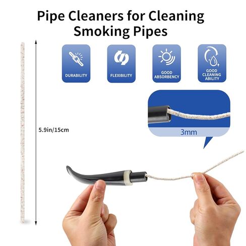 Phinus 300 Pack Pipe Cleaners Pipe, 6-Inch Pipe Cleaners Bulk, Cotton and Plastic Pipe Cleaner, Pipecleaners for Removing Tar & Resin, Pipe Cleaners for Plastic Metal Ceramic Wood Pipe, cream in Kuwait