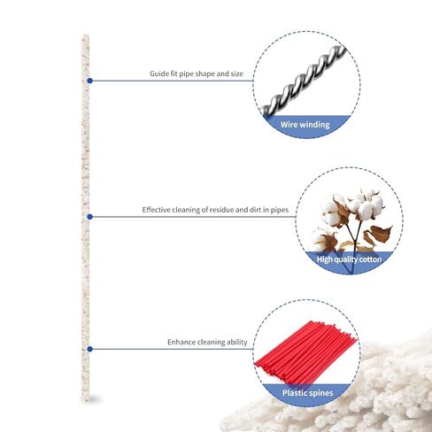Phinus 300 Pack Pipe Cleaners Pipe, 6-Inch Pipe Cleaners Bulk, Cotton and Plastic Pipe Cleaner, Pipecleaners for Removing Tar & Resin, Pipe Cleaners for Plastic Metal Ceramic Wood Pipe, cream in Kuwait