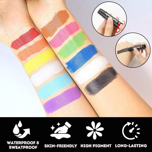 Eye Black Stick 20 Pack, 12 Colors Sports Eye Black for Football Baseball Softball, Anti Glare Eye Black Face Paint for Athletes & Fans, Retractable Under Eye Sports Paint Sticks for Game Day in Kuwait