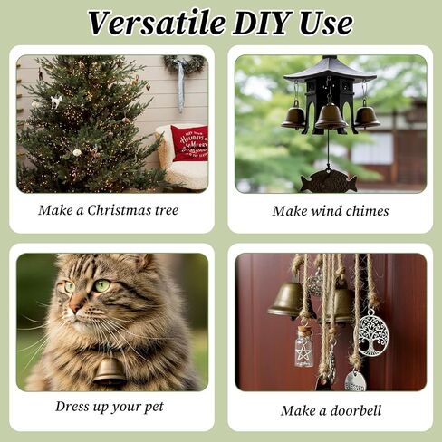 60 PCS Vintage Bronze Jingle Bells with Spring Hooks - Small Craft Bells (1.57" x 1.5") for Wind Chimes, Dog Potty Training, Wedding & Holiday Decor in Kuwait