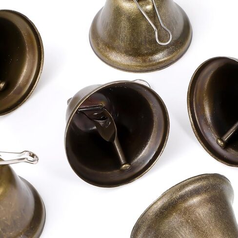 60 PCS Vintage Bronze Jingle Bells with Spring Hooks - Small Craft Bells (1.57" x 1.5") for Wind Chimes, Dog Potty Training, Wedding & Holiday Decor in Kuwait