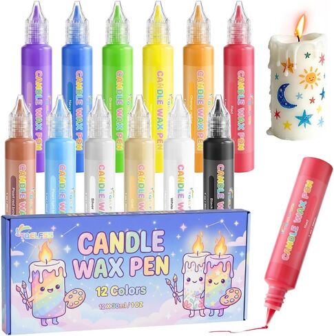 Candle Wax Pen, 12 Vibrant Colors Candle Wax Pen Set,Non-Toxic,Easy to Use,Beginner-Friendly for Festival, Birthday Decorating, Blessing Writing & More DIY Crafts(30ml/1oz*12) (12) in Saudi Arabia