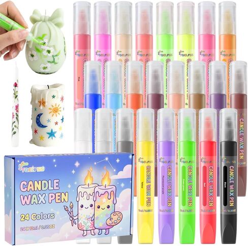Candle Wax Pen, 12 Vibrant Colors Candle Wax Pen Set,Non-Toxic,Easy to Use,Beginner-Friendly for Festival, Birthday Decorating, Blessing Writing & More DIY Crafts(30ml/1oz*12) (12) in Saudi Arabia