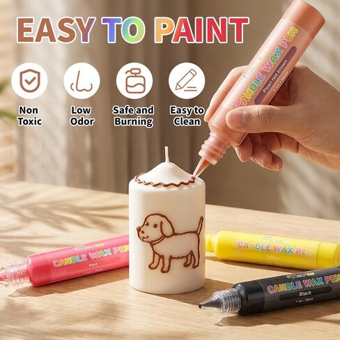 Candle Wax Pen, 12 Vibrant Colors Candle Wax Pen Set,Non-Toxic,Easy to Use,Beginner-Friendly for Festival, Birthday Decorating, Blessing Writing & More DIY Crafts(30ml/1oz*12) (12) in Saudi Arabia