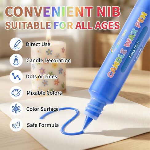 Candle Wax Pen, 12 Vibrant Colors Candle Wax Pen Set,Non-Toxic,Easy to Use,Beginner-Friendly for Festival, Birthday Decorating, Blessing Writing & More DIY Crafts(30ml/1oz*12) (12) in Saudi Arabia