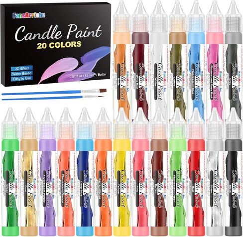 FansArriche Candle Paint, 20 Colors Candle Wax Pen Set for Candle Making, DIY Candle Painting Kit for Holiday & Party Decorations (15 ml/ 0.5 oz) in Kuwait
