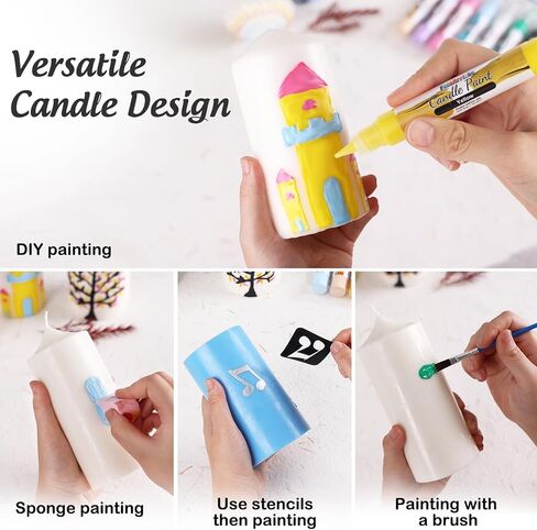 FansArriche Candle Paint, 20 Colors Candle Wax Pen Set for Candle Making, DIY Candle Painting Kit for Holiday & Party Decorations (15 ml/ 0.5 oz) in Kuwait