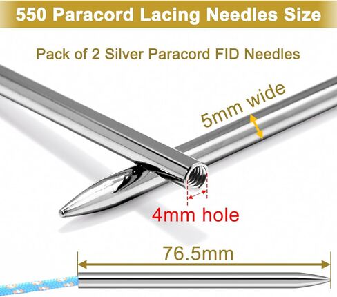 2 Pack 3" 550 Paracord FID Paracord Lacing Needle Tools, Type III Parachute Stitching Needles for Bracelet Topsiders Boat Shoes Baseball Glove Leather Lacing Accessories in Kuwait