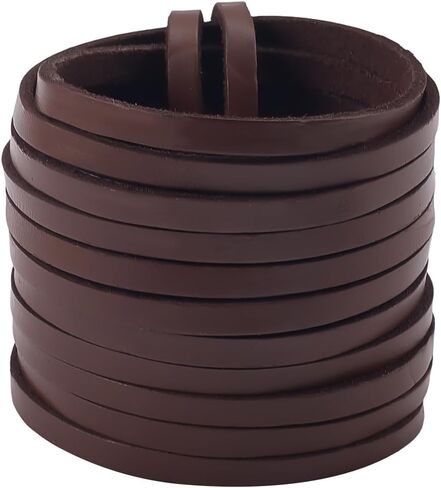 1/4 Inch Wide Genuine Leather Strap for Crafts 5.47 Yards Full Grain Leather Strip Lace String Cowhide Flat Cord Thread Cording Rope for Crafting Tooling DIY Project(Brown) in Saudi Arabia