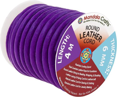Mandala Crafts Round Cowhide Genuine Black Leather Cord for Jewelry Making Kumihimo Leather Rope Spool - Black Leather String Lace - 20 Yds 1mm Leather Cording in Kuwait