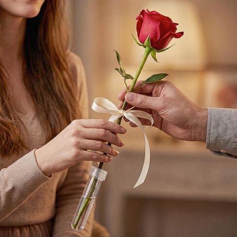 Royal Imports Floral Water Tubes with Caps – 3" Clear Plastic Flower Vials for Single Stem Roses, Buds, Bouquets – Standard Style, 1/2" Opening – 25 Pack in Kuwait
