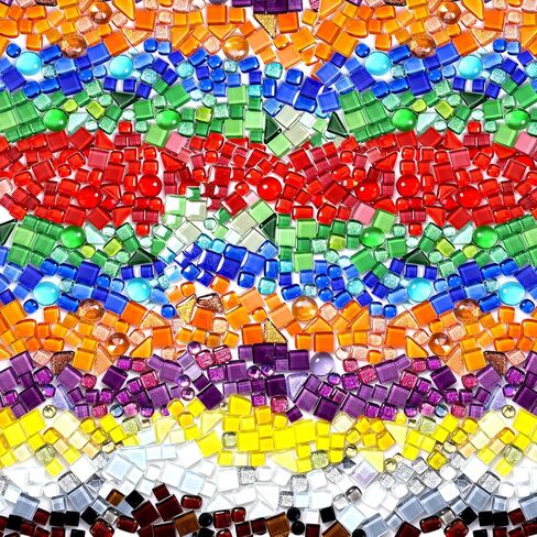 3200 Pcs Mosaic Tiles, Glass Mosaic Tiles for Crafts Bulk, Assorted Color Stained Mosaic Glass Pieces, Mosaic Supplies for Home Decoration, Art Crafts, DIY Projects, Opaque in Saudi Arabia