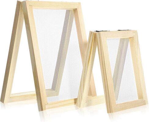 2 Pcs Paper Making Screens, Wooden Papermaking Screen Frame Mould 5 x 4 Inch and 5 x 7 Inch Paper-Making Frame for DIY Paper Craft, Dried Flower in Kuwait
