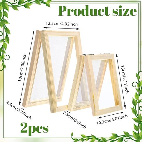 2 Pcs Paper Making Screens, Wooden Papermaking Screen Frame Mould 5 x 4 Inch and 5 x 7 Inch Paper-Making Frame for DIY Paper Craft, Dried Flower in Kuwait