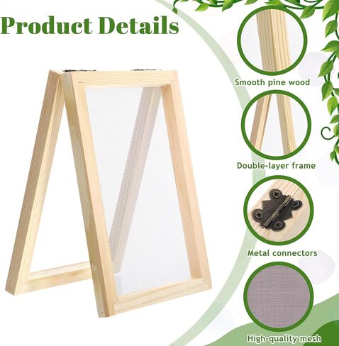 2 Pcs Paper Making Screens, Wooden Papermaking Screen Frame Mould 5 x 4 Inch and 5 x 7 Inch Paper-Making Frame for DIY Paper Craft, Dried Flower in Kuwait