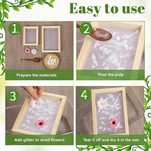 2 Pcs Paper Making Screens, Wooden Papermaking Screen Frame Mould 5 x 4 Inch and 5 x 7 Inch Paper-Making Frame for DIY Paper Craft, Dried Flower in Kuwait