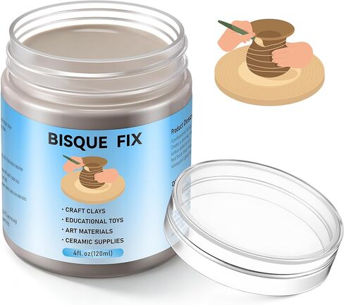 Lounsweer 4 أوقية Bisque Fix لطين السيراميك أو البسكويت، تركيبة محسنة للطين الحرفي، والمواد الفنية، ومستلزمات السيراميك - يمكن أن تطلق ما يصل إلى مخروط 10 in Kuwait