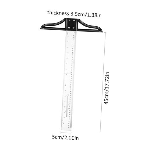 T-Square Ruler, 18 Inch Multi Sized Acrylic T-Ruler in Inch and Metric, Detachable -Square for Art Framing and Drafting in Kuwait