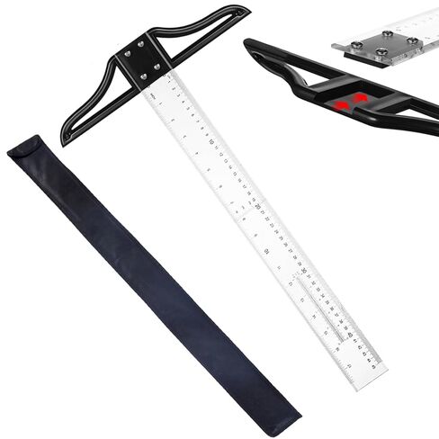 T-Square Ruler, 18 Inch Multi Sized Acrylic T-Ruler in Inch and Metric, Detachable -Square for Art Framing and Drafting in Kuwait