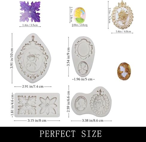 Vintage Picture Frame Molds, 4 Packs Cameo Flowers Fondant Molds for Photo Frame Design, Cake Decoration Chocolate Cupcake Topper Candy Polymer Clay in Kuwait