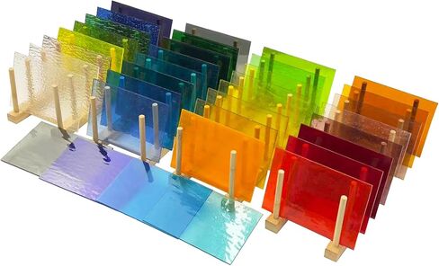 26 Sheets Stained Glass Variety Pack - 6 x 4 Inch Transparent Cathedral Glass Sheets for Mosaic, Suncatchers, DIY Crafts & Home Art Decor - Vibrant Mixed Colors Art Glass Starter Kit in Saudi Arabia