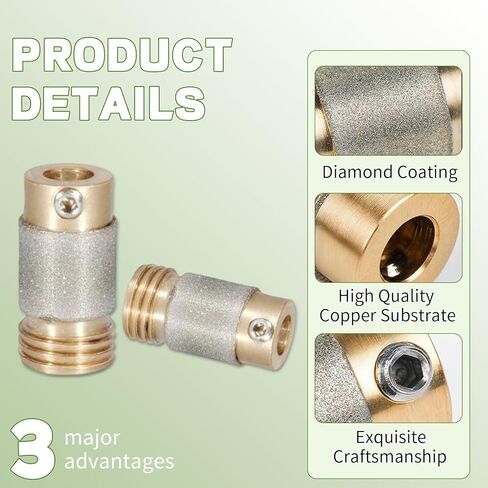 2 PCS Stained Glass Grinder Bits, 3/4 Inch Brass Core Grinder Bits, Diamond Grinding Bit Head Tools, Widely Used for Glass Processing Arts and Decoration in Kuwait
