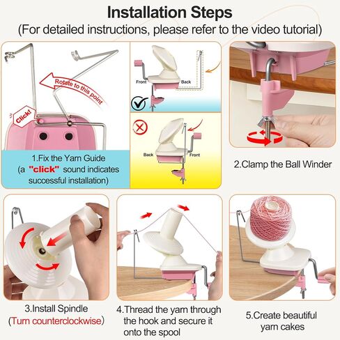 SOGCASE Yarn Winder, Manual Yarn Ball Winder for Crocheting and Knitting, Create Cakes up to 4 oz / 100g, Pink in Kuwait