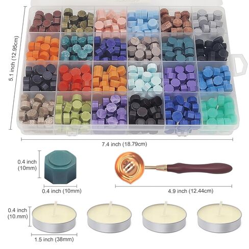 xxxHOLIC Wax Seal Kit – 360 Beads in 24 Colors, Smokeless & Crack-Resistant Seal Wax Starter Set with Melting Spoon & Tea Lights for Wedding Invitations & Envelope Sealing in Saudi Arabia