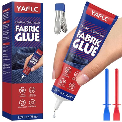 YAFLC Fabric Glue Permanent, Fabric Glue for Patch, Clear Fabrics Adhesive for Clothing Permanent Washable for All Cotton, Denim, Flannel, Polyester 75 ml in Saudi Arabia