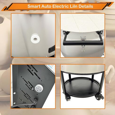 فرن فرن كهربائي INTSUPERMAI بدرجة حرارة 2372 درجة فهرنهايت، فرن سيراميك مدمج من درجة الاستوديو للفخار المنزلي، تسخين دوري 360 درجة، شاشة لمس 7 بوصات 220 فولت in Kuwait