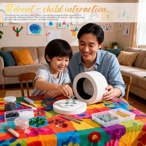 Extra Large Microwave Kiln, Professional Ceramic Microwave Kiln with 50 Kiln Papers for Glass Fusing Melting DIY Glass Jewelry Making at Home Workshop Art Craft Tool in Kuwait