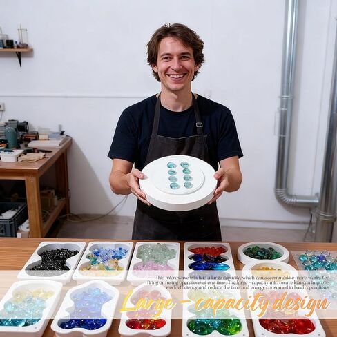 Extra Large Microwave Kiln, Professional Ceramic Microwave Kiln with 50 Kiln Papers for Glass Fusing Melting DIY Glass Jewelry Making at Home Workshop Art Craft Tool in Kuwait