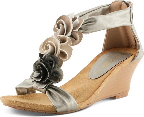 PATRIZIA Women's Harlequin Ankle Strap Wedge Sandals Black EU 38 / US 7.5-8 in Kuwait