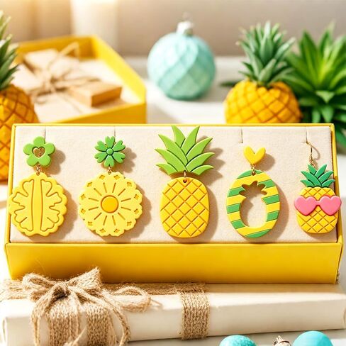 16Pcs Pineapple Polymer Clay Cutters Set Fruit Flower Clay Earrings Cutters for Adults Polymer Jewelry Cutter with Earrings Accessories DIY Craft Supplies in Kuwait