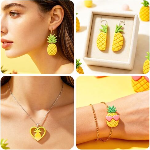 16Pcs Pineapple Polymer Clay Cutters Set Fruit Flower Clay Earrings Cutters for Adults Polymer Jewelry Cutter with Earrings Accessories DIY Craft Supplies in Kuwait