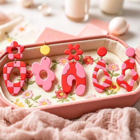 16Pcs Nested Floral Polymer Clay Cutters Set Geometric Clay Earrings Cutters for Adults Polymer Jewelry Cutter with Earrings Accessories DIY Craft Supplies in Kuwait