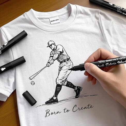 Gain-Art Black Fabric Markers, Dual-Tip Fabric Markers Permanent for Clothes, Non-Toxic Fabric Paint Pens for Personalizing Shirts Bags Hats Canvas, and Textiles in Saudi Arabia